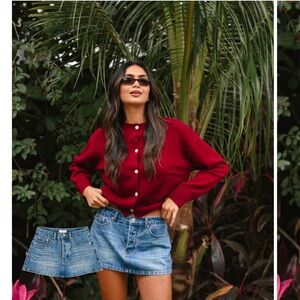 NWT Parke finished denim mini skirt